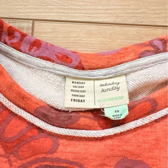 Anthropologie Saturday Sunday Orange and Purple Floral Sweatshirt - Picture 6 of 9